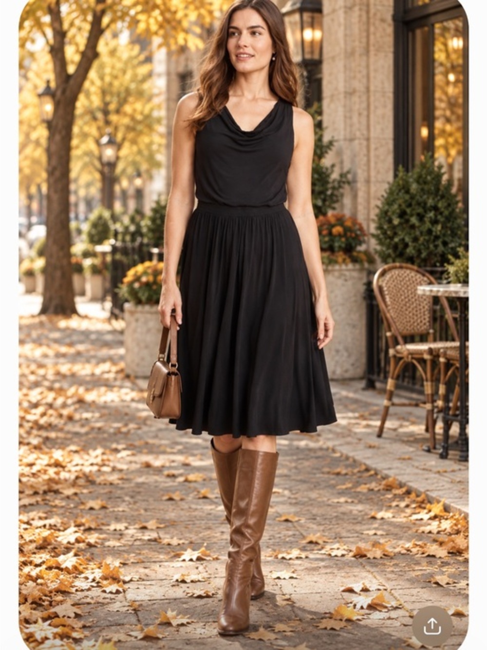 NWT Anthropologie Maeve Black Brianne Cowl Neck Midi dress size M